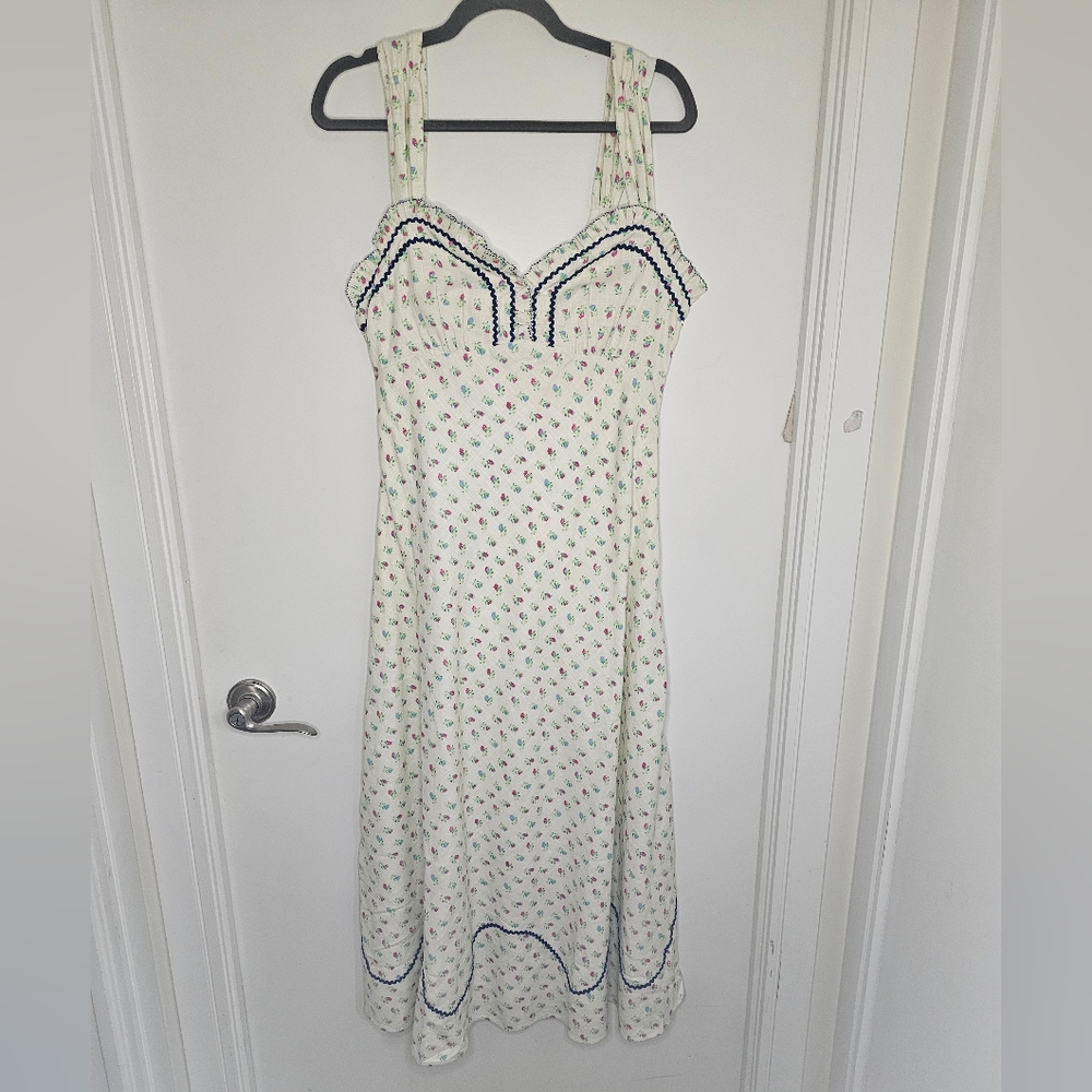 NWT FREE PEOPLE -Sz S- Sweet Hearts Midi Dress in Ivory Combo - Picture 11 of 16